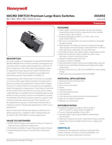 Honeywell SPS BA-2RV Endschalter von Honeywell SPS