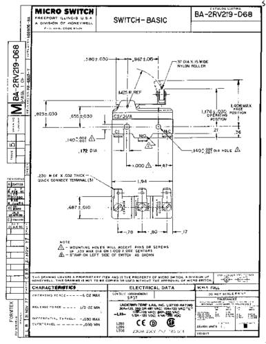 Honeywell SPS BA-2RV219-D68 Schnappschalter 1St. von Honeywell SPS