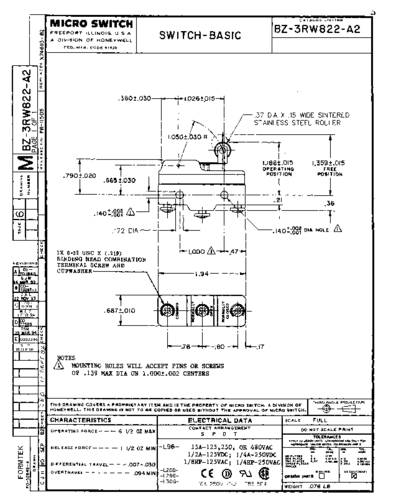 Honeywell SPS BZ-3RW822-A2 Schnappschalter 1St. von Honeywell SPS