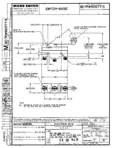 Honeywell SPS BZ-7RW82127T-S Schnappschalter 1 St. Single von Honeywell SPS