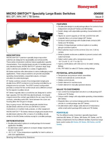 Honeywell SPS MT-4RV Endschalter von Honeywell SPS