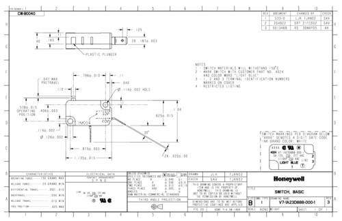 Honeywell SPS V7-1A23D888-000-1 Schnappschalter von Honeywell SPS