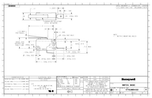 Honeywell SPS V7-1C28E9-022 Schnappschalter Single von Honeywell SPS