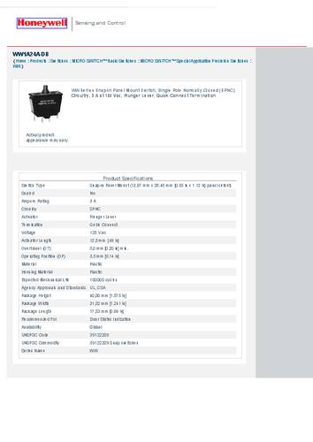 Honeywell SPS WW1A24A-D8 Schnappschalter 1 St. Single von Honeywell SPS