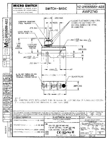 Honeywell SPS YZ-2RDS5551-A22 Schnappschalter 1St. von Honeywell SPS