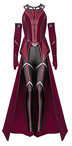 Wanda Maximoff Cosplay-Kostüm für Damen, Scharlachrot, Hexe, Kopfbedeckung, Umhang und Hose, komplettes Set (Scharlachrot, Größe 3XL) von HongChang