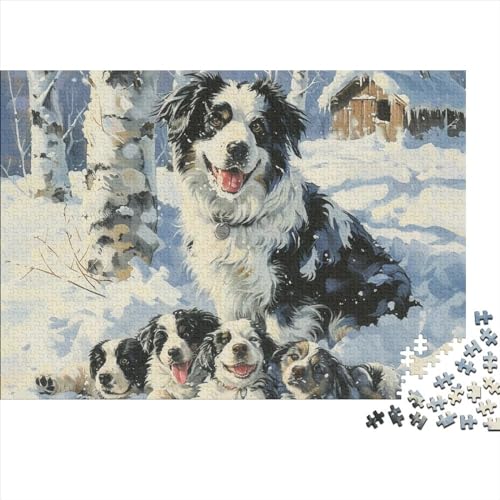 Border Collie 500 Stück Home Dekoration 500 Teile Kein Staub Puzzlespiel Holzpuzzles Tier Puzzle Abwechslungsreiche Puzzleteile Puzzles Für Erwachsene 500pcs (52x38cm) von HongZhic