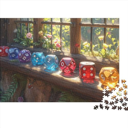 Dice 500 Stück Home Dekoration 500 Teile Farbenfrohes Puzzlespiel Holzpuzzles Fun Dice Puzzle Ganze Familie Spaß Puzzleteile Puzzles Für Erwachsene 500pcs (52x38cm) von HongZhic