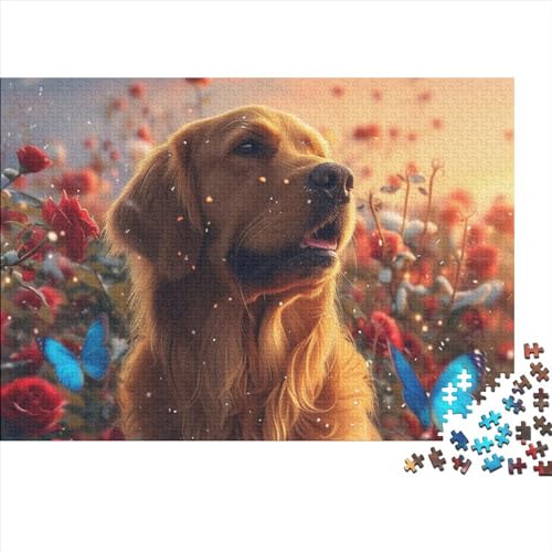 Golden Retriever 500 Stück Home Dekoration 500 Teile Kein Staub Puzzlespiel Holzpuzzles Tier Puzzle Ganze Familie Spaß Puzzleteile Puzzles Für Erwachsene 500pcs (52x38cm) von HongZhic