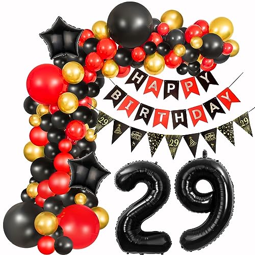 29 Geburtstag Deko Frauen Schwarz Rot deko 29. Geburtstag Frauen, 29 Jahre Geburtstagdeko Luftballons Girlande 29. Geburtstag Frau Schwarz Rot Ballon Girlande Happy 29 Birthday Dekoration Frau von Hongyantech