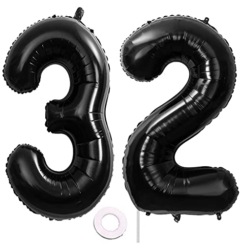 40 Zoll 2 Luftballons Zahle 32. Schwarz Geburtstag XXL 100cm Riesen Folienballon Zahlenballon 32 Schwarz Nummer Folienballon 32 Ballon Zahl 32 Heliumballon Luftballon 32 für Geburtstag Party Deko(32) von Hongyantech