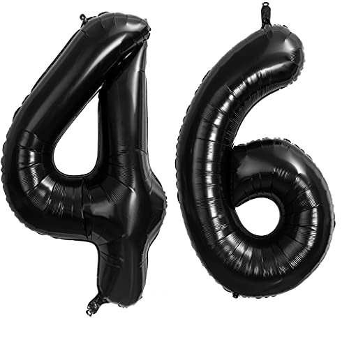 40 Zoll 2 Luftballons Zahle 46. Schwarz Geburtstag XXL 100cm Riesen Folienballon Zahlenballon 46 Schwarz Nummer Folienballon 46 Ballon Zahl 46 Heliumballon Luftballon 46 für Geburtstag Party Deko(46) von Hongyantech