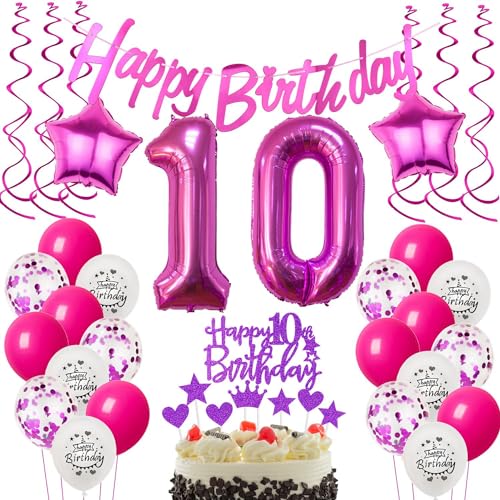 Deko 10. Geburtstag Mädchen luftballons 10 Geburtstag Deko Geschenk für 10. Geburtstag Mädchen rosa 10. Geburtstag Tortendeko 10 Mädchen Geburtstagsdeko 10 jahre Mädchen Geburtstag dekoration rosa von Hongyantech