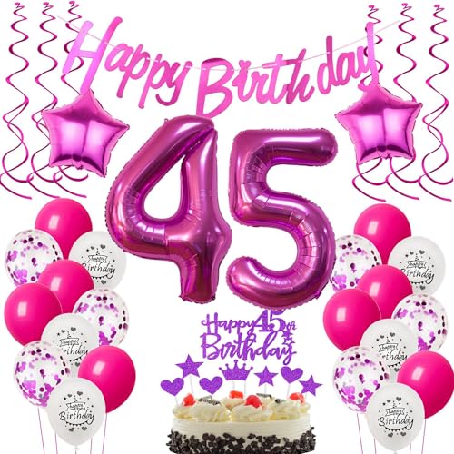 Deko 45. Geburtstag Frauen luftballons 45 Geburtstag Deko Geschenk für 45. Geburtstag Frauen rosa 45. Geburtstag Tortendeko 45 Frau Geburtstagsdeko 45 jahre Frau Geburtstag dekoration rosa von Hongyantech