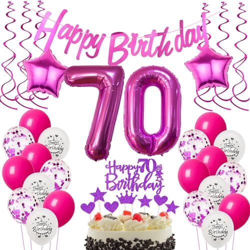 Deko 70. Geburtstag Frauen luftballons 70 Geburtstag Deko Geschenk für 70. Geburtstag Frauen rosa 70. Geburtstag Tortendeko 70 Frau Geburtstagsdeko 70 jahre Frau Geburtstag dekoration rosa von Hongyantech