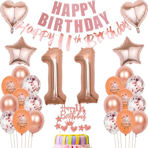 Luftballons 11 Geburtstag Dekoration mädchen Ballon Deko 11. Geburtstag mädchen rosegold Geburtstagsdeko 11 jahre mädchen Geburtstag Tortendeko 11.geburtstag mädchen Party Deko 11 Geburtstag girl von Hongyantech