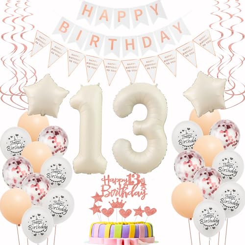 Luftballons 13 Geburtstag Mädchen Beige Roségold Deko 13. Geburtstag Mädchen Tortendeko 13 Mädchen Geburtstagdeko 13 Jahre Mädchen Geburtstag deko Beige Ballon 13. Geburtstag deko 13th Birthday von Hongyantech