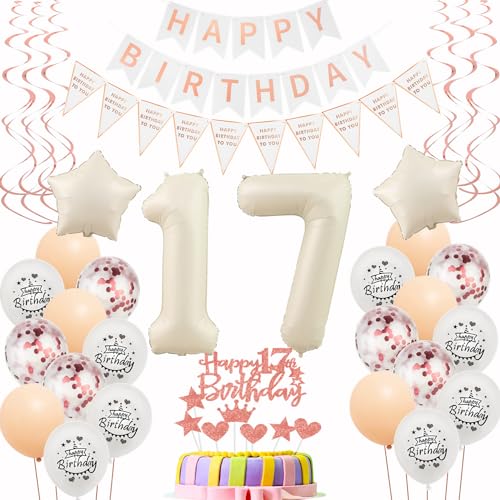 Luftballons 17 Geburtstag Mädchen Beige Roségold Deko 17. Geburtstag Mädchen Tortendeko 17 Mädchen Geburtstagdeko 17 Jahre Mädchen Geburtstag deko Beige Ballon 17. Geburtstag deko 17th Birthday von Hongyantech