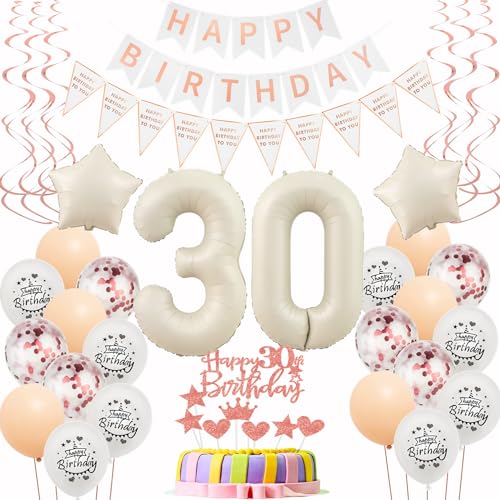 Luftballons 30 Geburtstag Frauen Beige Roségold Deko 30. Geburtstag Frauen Tortendeko 30 Frauen Geburtstagdeko 30 Jahre Frau Geburtstag deko Beige Ballon 30. Geburtstag deko Happy 30th Birthday von Hongyantech