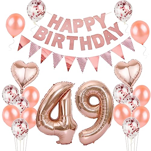 Luftballons 49. geburtstag Frauen deko rosegold,Geburtstagsdeko 49 jahre Frauen,ballons 49 Geburtstag Dekoration,deko 49. Geburtstag Frauen Deko rosegold,geburtstags banner 49 geburtstag deko von Hongyantech