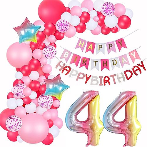 Luftballons Girlande 44 Geburtstag Deko Frauen Rosa rot Ballon Girlande 44. Geburtstag Frauen 44 Jahre Geburtstagdeko Luftballons Deko 44. Geburtstag Frau Luftballons Happy 44 Birthday Dekoration von Hongyantech