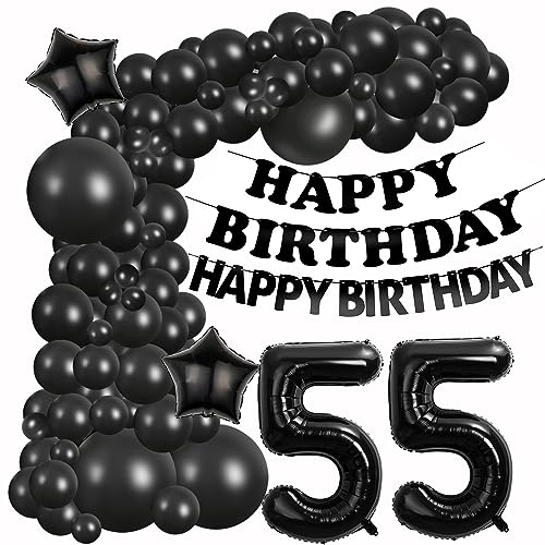 Luftballons Girlande 55 Geburtstag Deko Schwarz Luftballons deko 55. Geburtstag Frauen Mann 55 Jahre Geburtstagdeko Schwarz Black Happy 55 Birthday Girlande Ballons 55. Geburtstag Deko Männer Frau von Hongyantech