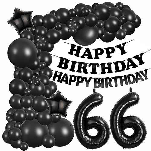 Luftballons Girlande 66 Geburtstag Deko Schwarz Luftballons deko 66. Geburtstag Frauen Mann 66 Jahre Geburtstagdeko Schwarz Black Happy 66 Birthday Girlande Ballons 66. Geburtstag Deko Männer Frau von Hongyantech