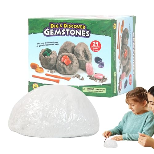 Honhoha Edelstein-Ausgrabungsset, Stein-Ausgrabungsset für Kinder,Archäologie-Mineralabbau-Kit Archäologie-Mineralabbau-Set, pädagogische STEM-Wissenschafts-Grabungssets für und Mädchen ab 6 von Honhoha