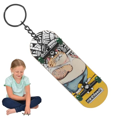 Honhoha Finger-Skateboard mit Lagern, Fingerbrett-Fingerspielzeug Finger-Schlüsselanhänger Skateboard Spielzeug für Kinder,Fingerspitzen-Skateboard aus Holzmaterial für Reisen, Picknick, Party, von Honhoha