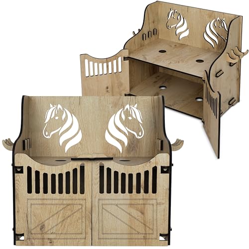 Hoofly Hobby Horse Stall Wandhalterung - Praktisches Hobby Horse Zubehör mit Türen, Stauraum & Haken/Idealer Pferdestall Hobby Horsing 2 Pferde/Wand Halterung für 2 Hobby Horse Steckenpferde Stall von Hoofly