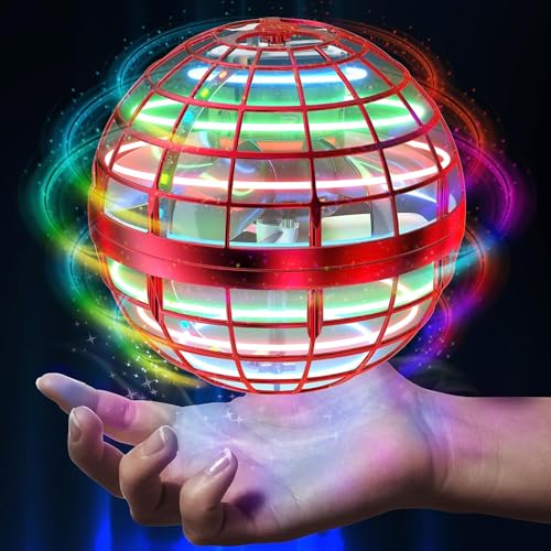 Hoofun Fliegender Ball, Flying Spinner, Magischer Ball mit RGB Licht, Magic Hover Schwebe Ball, UFO Zauberball, Bumerang Jungen Toys, Spielzeug Drohne Geschenke für Kinder über 6,8,10,12 Jahren(Rot) von Hoofun