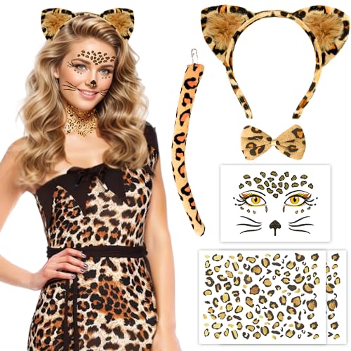 Hook Leoparden Kostüm Damen – Haarreif mit Leopard Ohren für Karneval, Fasching & Tier-Mottopartys – Für Damen und Kinder von Hook