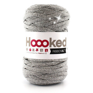 Hoooked Ribbon XL T-Shirt Garn Unicolor Lurex 1 Silver Glitter von Hoooked