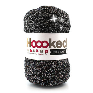 Hoooked Ribbon XL T-Shirt Garn Unicolor Lurex 3 Black Sparkle von Hoooked