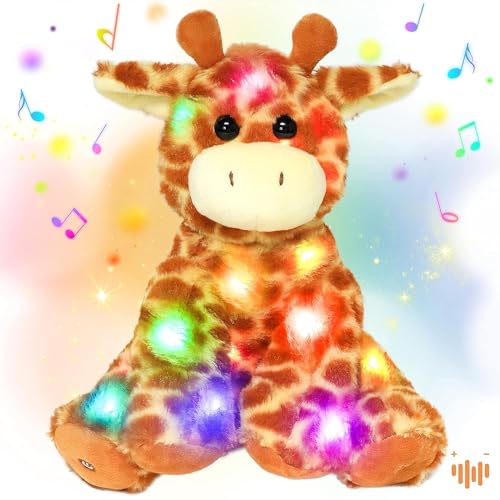 Hopearl LED Musikalische Gefüllte Giraffe, die Singen Plüsch Spielzeug Einstellbare Lautstärke Lullaby Animierte Beruhige Geburtstagsfest für Kinder Kleinkinder Jungen Mädchen, Orange, 28cm von Hopearl