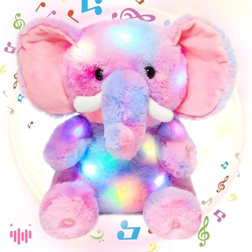 Hopearl LED Musikalische Gefüllte Lamm Beleuchtung Schaf Singen Plüsch Spielzeug Einstellbare Lautstärke Lullaby Animierte Beruhige Geburtstagsgeschenke für Kinder Kleinkind Mädchen, Beige, 28cm von Hopearl