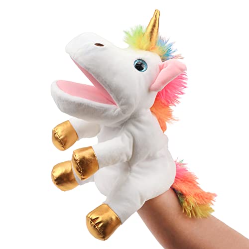 Hopearl Plüsch Einhorn Handpuppe mit offenem beweglichem Mund für fantasievolles Spiel, Rollenspiel, interaktives Spielzeug für Storytelling Teaching Puppet Theater, Geschenk für Kinder, 30cm (Weiß) von Hopearl