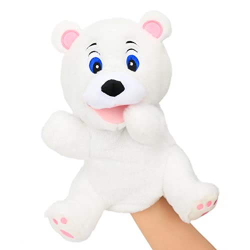 Hopearl Plüsch weiße Bär Handpuppe mit offenem beweglichem Mund für fantasievolles Spiel, Rollenspiel, interaktives Spielzeug für Storytelling Teaching Puppet Theater, Geschenk für Kinder, 29cm von Hopearl