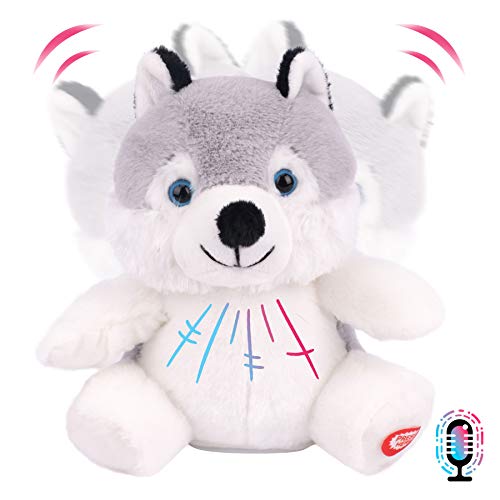 Hopearl Talking Husky wiederholt, was Sie Sagen Shaking Head Electric Interactive Animated Toy Speaking Plüsch Buddy Geburtstagsfest für Kleinkinder, 19cm von Hopearl