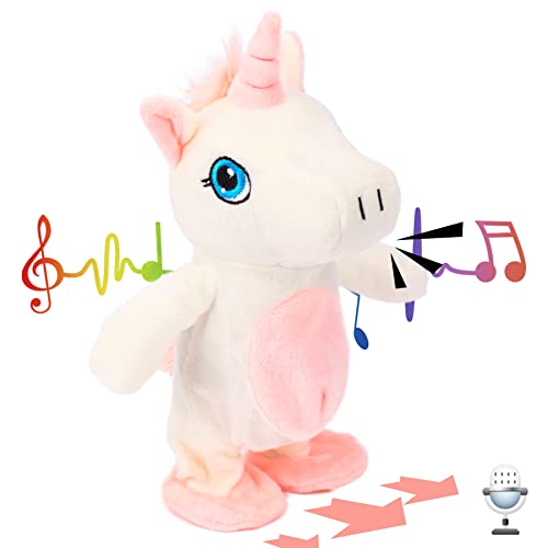 Hopearl sprechendes Einhorn wiederholt, was Sie Sagen Walking Electric Interactive Animated Toy Speaking Plüsch Buddy Geschenk für Kleinkinder Geburtstag, 9.5'' von Hopearl