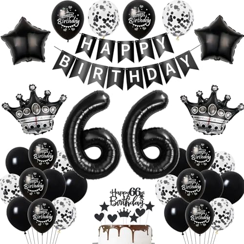 66. Geburtstag Dekoration Schwarz Tortendeko 66. Geburtstag Mann Luftballon 66 Geburtstag Frauen Mann deko torte 66. Geburtstag Mann Frauen Ballon Geburtstagsdeko 66 Jahre Frau Männer Schwarz von Hopewey