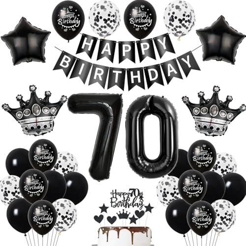 70. Geburtstag Dekoration Schwarz Tortendeko 70. Geburtstag Mann Luftballon 70 Geburtstag Frauen Mann deko torte 70. Geburtstag Mann Frauen Ballon Geburtstagsdeko 70 Jahre Frau Männer Schwarz von Hopewey