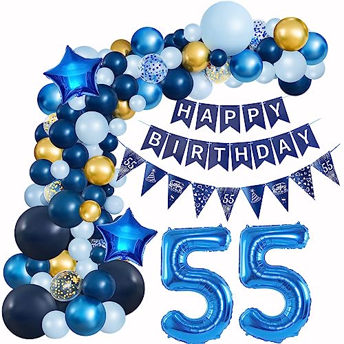 Ballons Girlande Blau 55 Geburtstag Mann deko Blau Luftballon 55. Geburtstag deko Mann Geburtstagsdeko 55 Jahre Mann Deko 55. Geburtstag Männer blau Luftballon Girlande blau 55. Geburtstag Männer von Hopewey