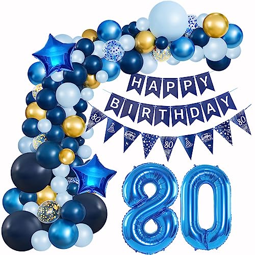 Ballons Girlande Blau 80 Geburtstag Mann deko Blau Luftballon 80. Geburtstag deko Mann Geburtstagsdeko 80 Jahre Mann Deko 80. Geburtstag Männer blau Luftballon Girlande blau 80. Geburtstag Männer von Hopewey