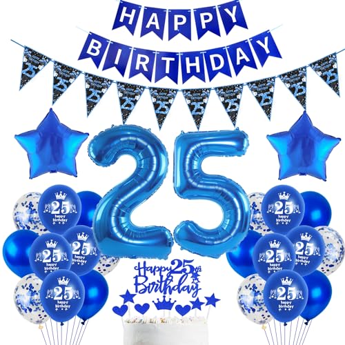 Blau Luftballon 25. Geburtstag Dekoration Blau Tortendeko 25. Geburtstag Mann Geburtstagsdeko 25 Jahre Mann Blau Folienballon 25 Geburtstag Mann Blau Ballon 25 Geburtstag männer Party deko blau von Hopewey