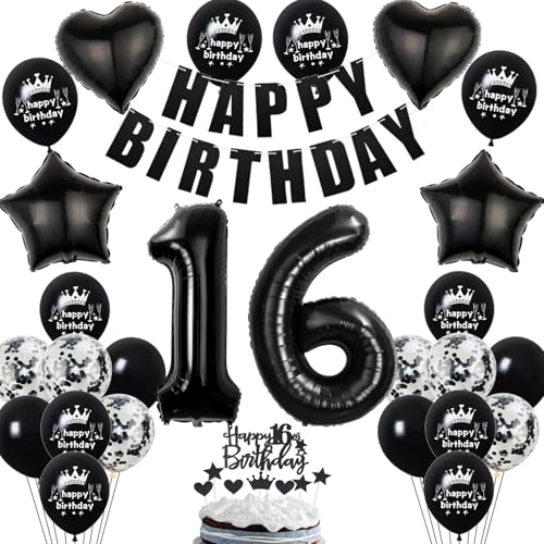 Deko 16. Geburtstag Mädchen Junge Ballon Dekoration Schwarz Tortendeko 16. Geburtstag Mädchen Luftballon 16 deko Geburtstagsdeko 16 Jahre Junge Ballon Schwarz Deko 16. Geburtstag Mädchen Junge Ballon Dekoration Schwarz Tortendeko 16. Geburtstag Mädchen Luftballon 16 deko Geburtstagsdeko 16 Jahre Junge Ballon Schwarz von Hopewey