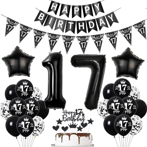 Deko 17. Geburtstag Jungen Mädchen Schwarz Tortendeko 17 Geburtstag Mädchen Party Deko Schwarz Luftballons 17 Jungen deko Geburtstagsdeko 17 jahre Ballon Deko 17. Geburtstag Jungen Mädchen Schwarz Tortendeko 17 Geburtstag Mädchen Party Deko Schwarz Luftballons 17 Jungen deko Geburtstagsdeko 17 jahre Ballon von Hopewey