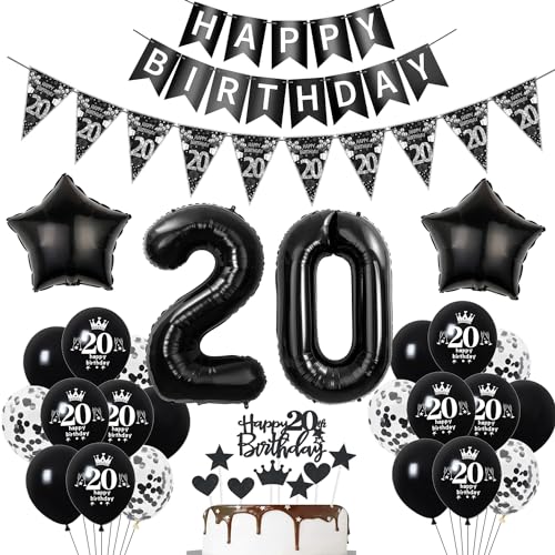 Deko 20. Geburtstag Mann Frauen Schwarz Tortendeko 20 Geburtstag Frauen Party Deko Schwarz Luftballons 20 Mann deko Geburtstagsdeko 20 jahre Ballon Deko 20. Geburtstag Mann Frauen Schwarz Tortendeko 20 Geburtstag Frauen Party Deko Schwarz Luftballons 20 Mann deko Geburtstagsdeko 20 jahre Ballon von Hopewey