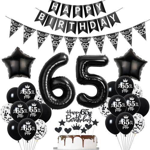 Deko 65. Geburtstag Mann Frauen Schwarz Tortendeko 65 Geburtstag Frauen Party Deko Schwarz Luftballons 65 Geburtstag Mann deko Geburtstagsdeko 65 jahre Mann Ballon 65 Geburtstag Frauen von Hopewey