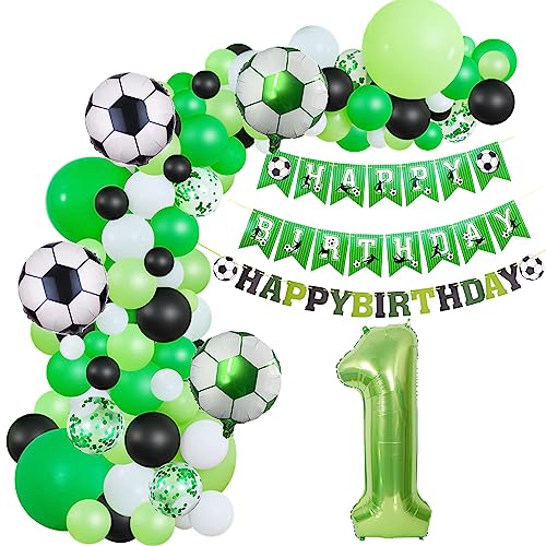 Fussball Luftballon Girlande 1. Geburtstag Deko Junge,Fussball Ballon Girlande Grün 1 Geburtstag Kinder Geburtstagsdeko 1 Jahre Junge Fussball Luftballon deko 1. Geburtstag Junge dekoration von Hopewey